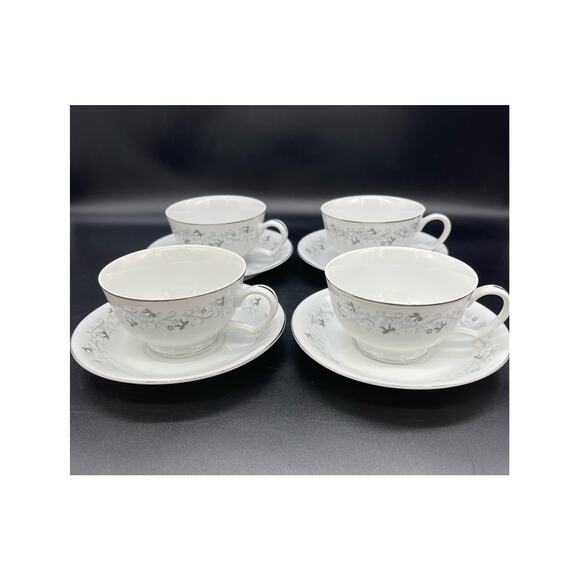 Vintage Moon Mist Fine China Set of 4 Cups & Saucers # 3000 Made in Japan - Picture 1 of 9